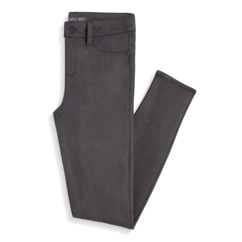Gray Sueded Stretchy Skinny Pants
